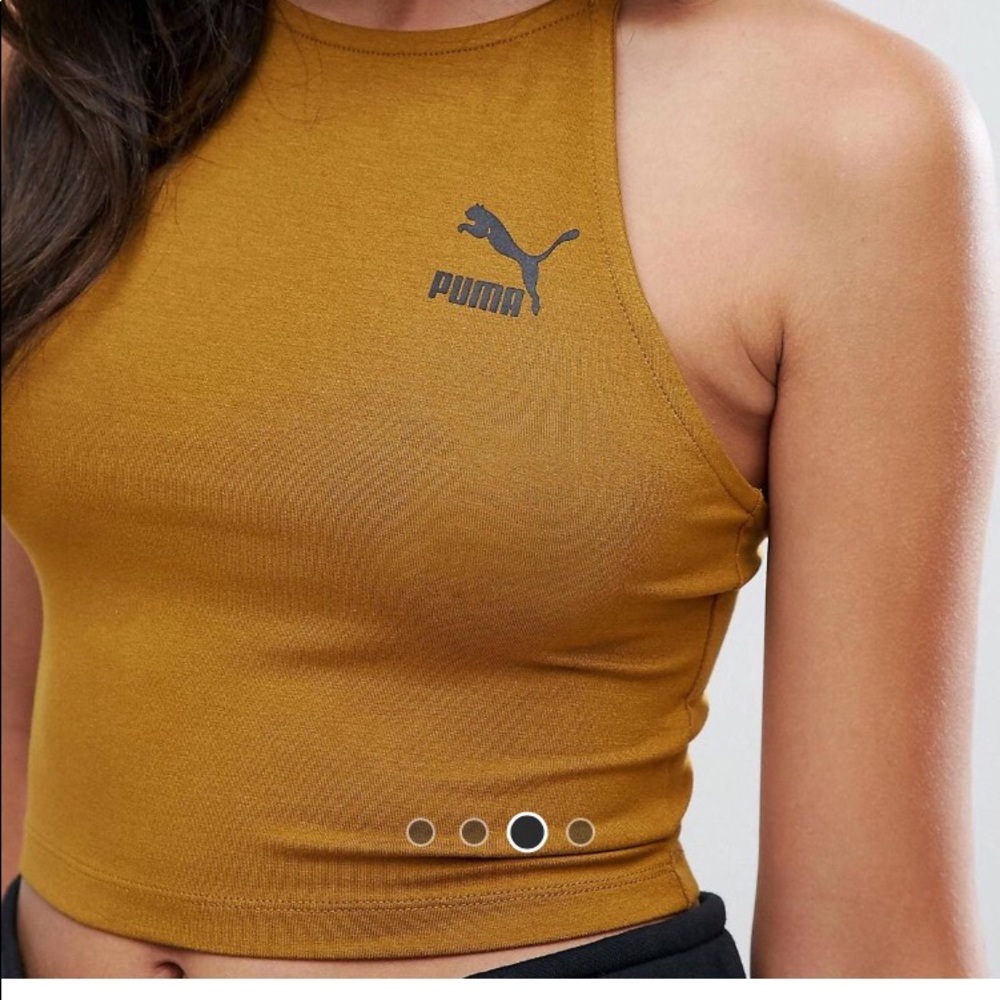 Puma Crop Tank Top in Mustard